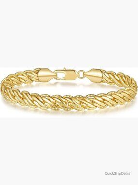 14K Gold Rope Bracelet with Lobster Claw Clasp